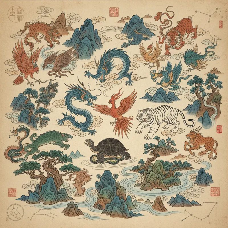 Divine Beasts of the Shanhaijing: The Four Guardians and Beyond