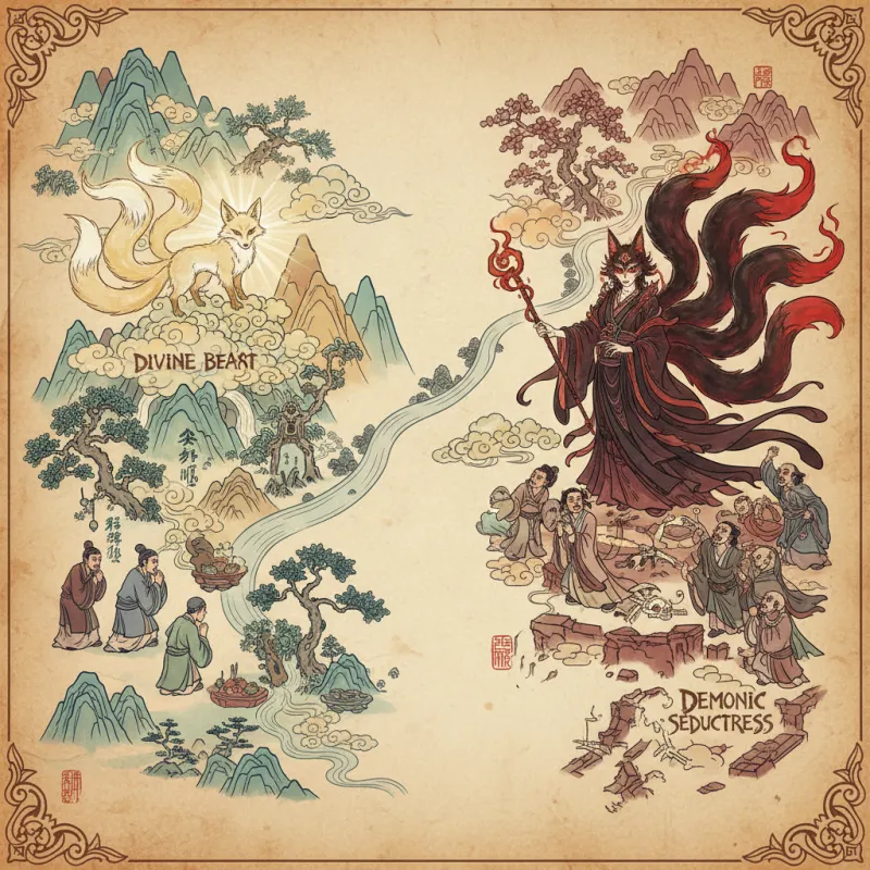 The Nine-Tailed Fox: From Divine Beast to Demonic Seductress