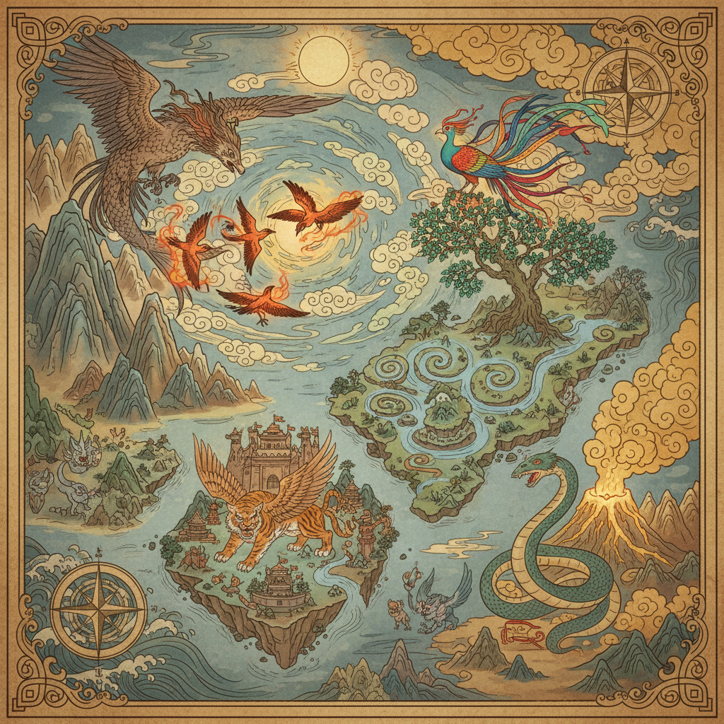 Immersive Wonders of Shanhaijing: Exploring Mythical Birds and Enchanted Regions