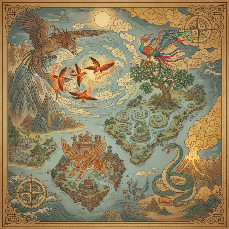 Immersive Wonders of Shanhaijing: Exploring Mythical Birds and Enchanted Regions